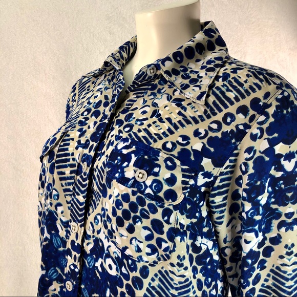 CABI WOMENS MULTICOLORED BUTTON FRONT BLOUSE S - Picture 12 of 12